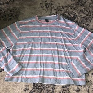 Blue and pink striped long sleeve tee
